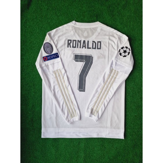 Cristiano Ronaldo 7 - Real Madrid 2016 Champions League Final Long Sleeve Jersey Trikot Maillot Soccer Shirt